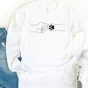 Dog Hand Fist Bump Long Sleeve Shirt, Dog Paw Long Sleeve Shirt, Dog Lover Gift, Dog Lover Tee, Dog Fist Shirt, My Dog And Me Shirt