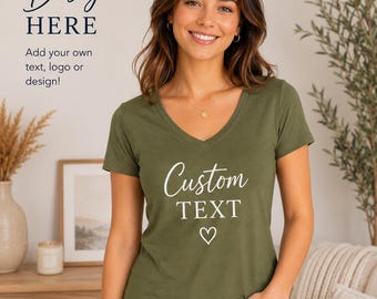 Custom Women V-Neck Shirt - Personalized Unisex V-neck Tee, Choose Your Design & Color