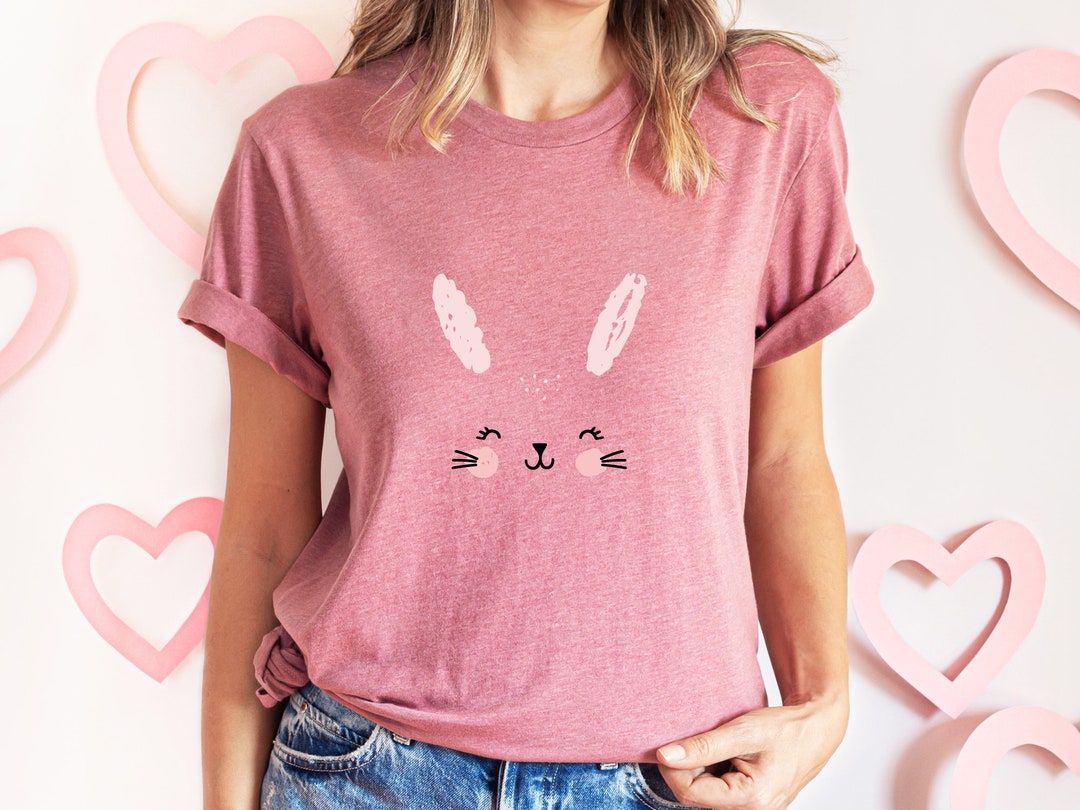 Cute Rabbit Face Shirt, Bunnies Shirt, Animal Lover Shirt, Rabbit Lover ...