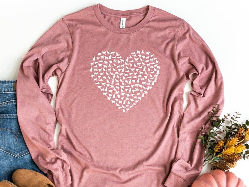 Heart Cats Long Sleeve Shirt, Lots Of Cats Shirt, Cat Lover Shirt, Cat Silhouette Shirt, Cat Lover Gift, Animal Lover Shirt, Pet Lover Shirt bild 5