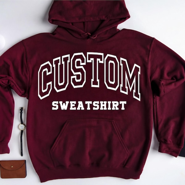 Custom Varsity Hoodie: Personalized College Text and School Spirit Sweatshirt
