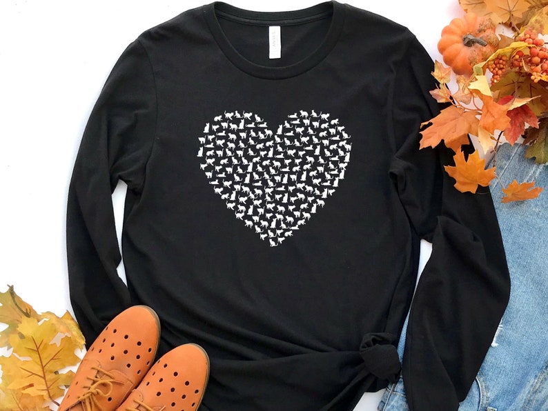 Heart Cats Long Sleeve Shirt, Lots Of Cats Shirt, Cat Lover Shirt, Cat Silhouette Shirt, Cat Lover Gift, Animal Lover Shirt, Pet Lover Shirt bild 2
