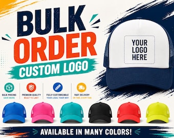 Custom Business Trucker Hats, Personalized Logo Caps Bulk, Promotional Hats, Team Uniform Mesh Snapback
