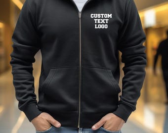 Team Logo Zip Up Hoodie: Custom Text Sweatshirt (Multiple Sizes)