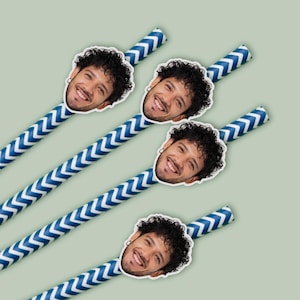 Bachelorette Party Head Straws/Face Straws/Birthday Straw with Picture/Groom Face Straws/Funny Gag Gift Favors/Custom Face Drinking Straws