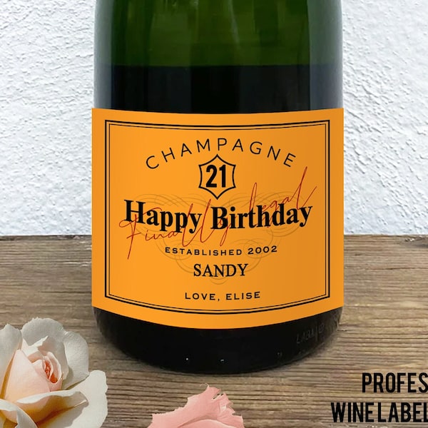 Custom Champagne Label 21st Birthday Custom Forty 30th Label Gift for Her Personalized Mini Champagne Bottle Label Birthday Liquor Label