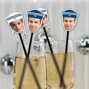 Custom Groom Face Stirrer/Custom Nauti Bachelorette Decor/Boat Bachelorette Party Cocktail Swizzle/Last Sail Before The Veil/Party Stirrers