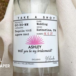 Custom Casamigos Label/Maid of Honor/Bridesmaid Proposal Gift/Officiant Proposal/Bridesmaid Wine Label/Tequila Gift Idea/Man of Honor Gift