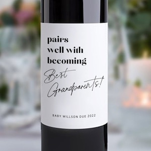 Baby Announcement Wine Label/Pregnancy Announcement Gift/Best Grandparents Gift/Best Uncle Gift/Aunt Gift/Gift for Dad/Becoming a Grandma