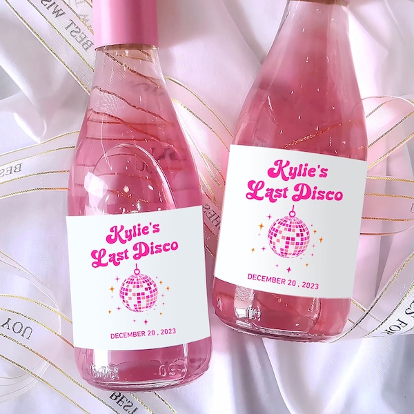 Last Disco Bachelorette Party/Bridal Party Favors/Disco Ball Decor/Disco Cowgirl Bachelorette/Mini Champagne Labels/Gift for Bride to be