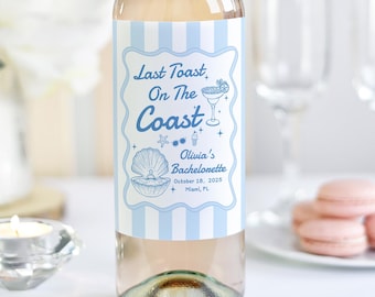 Coastal Bachelorette Party Decor/Last Toast on the Coast/Beach Bachelorette Party/Something Blue/Coastal Wedding Labels/Bridal Shower Favors