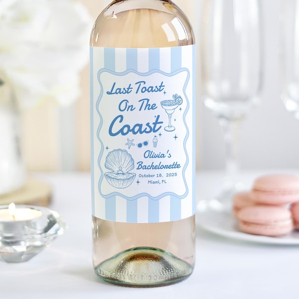 Küsten Junggesellinnenabschied Dekor/Toast an der Küste/Junggesellinnenabschied/Etwas Blau/Küsten Hochzeit Etiketten/Bridal Shower Gastgeschenke