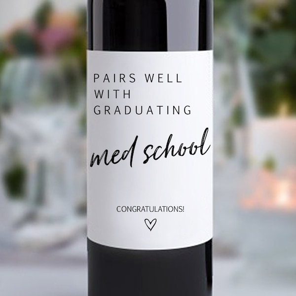 Med School Graduation Wine Label/Gift for Doctor Graduation/College Graduation Gift for Him/Physician Gift/Medical School/Doctor Gifts