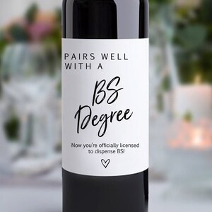 BS Degree Graduation Gift/Bachelor of Science/College Graduation Wine Label/Graduation Gift for Friend/Graduation Gift for Him/Gift for Her