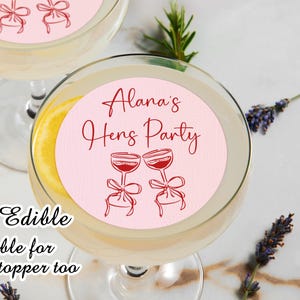 Personalized Edible Drink Toppers/Bridal Shower Edible Drink Toppers/Custom Wedding Cocktail Toppers/Custom Edible Wafer Cocktail Toppers