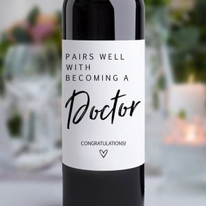 Doctoral Degree Wine Label/ Gift for Doctor&#39;s Degree/College Graduation Gift for Her/Becoming a Doctor/Graduation Gift for Him/Doctor Gifts