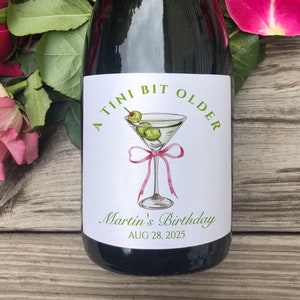 Tini Bit Older Mini Champage Label/DIY Wine Label/Martini Themed Birthday Party Favor/Custom Wine Label/ 30th Party Favor/Personalized Label