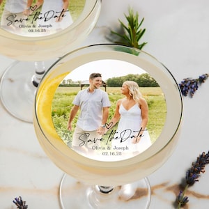 Save the Date Drink Topper/Custom Drink Toppers/Engagement Party Decor/Personalized Wedding Decor/Edible Cupcake Toppers/Cocktail Garnishes
