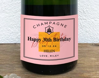 Custom Champagne Labels 30th Birthday Custom Forty 21st Labels Gift for Her Personalized Mini Champagne Bottle Labels Birthday Liquor Label