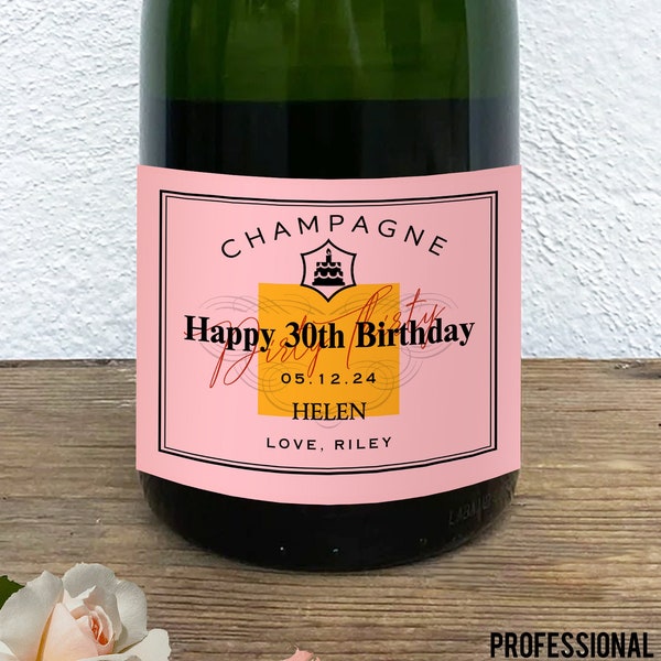Custom Champagne Labels 30th Birthday Custom Forty 21st Labels Gift for Her Personalized Mini Champagne Bottle Labels Birthday Liquor Label