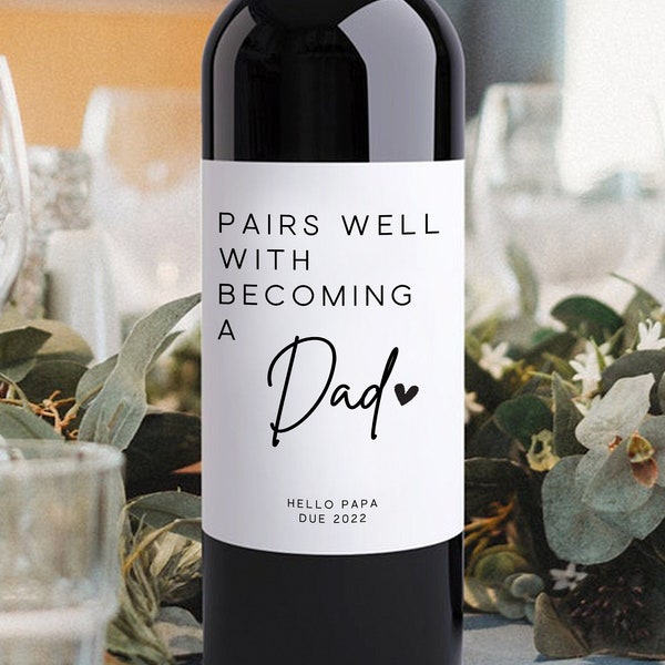 Baby Announcement Wine Labels/Hello Papa Gift/Pregnancy Announcement Gift/New Dad Gift/Gift for New Dad/Pregnancy Reveal Gift/Becoming a Dad