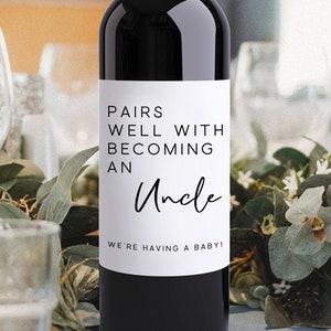 Baby Announcement Wine Label/Pregnancy Announcement Gift/New Uncle Gift/Gift for Aunt/Gift for New Uncle/Becoming an Uncle/Grandparents Gift
