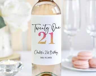 Custom 21st Birthday Wine Label/Funny Birthday Gift/Personalized 21st Birthday Gift for Her/Happy Twenty One/21st Birthday Gift for Daughter