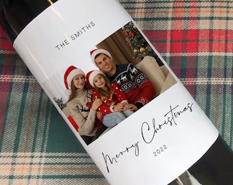 Custom Christmas Photo Wine Label/Merry Christmas Gift/Holiday Party Favors/Christmas Favors/Funny Christmas Labels/Christmas Family Gift