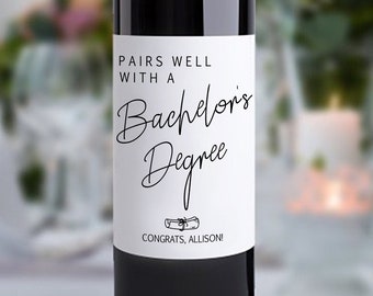 Bachelor's Degree Graduation Gift/Custom College Graduation Wine Label/Graduation Gift for Best Friend/Graduation Gift for Him/Gift for Her