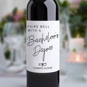 Bachelor&#39;s Degree Graduation Gift/Custom College Graduation Wine Label/Graduation Gift for Best Friend/Graduation Gift for Him/Gift for Her