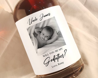Custom Godfather Proposal Whiskey Label/Godfather Proposal Gifts/Will You be My Godfather Wine Label/Godmother Proposal/Gift for Godparents