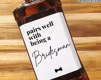 Bridesman Proposal Whisky Labels/Best Man Proposal Wine Labels/Man of Honor Proposal/Proposal Card for Him/Groomsman Gift/Wine Bottle Label