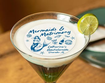 Mermaids And Matrimony Bachelorette Edible Drink Topper/Seashell Martini Coastal Bach Cocktail Toppers/Cocktail Accessories and Bar Supplies