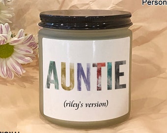 Personalized Auntie Candle Stickers/Pregnancy Announcement Aunt/Gift for Auntie/Soon to be Auntie Gift/Pregnancy Announcement Candle Sticker