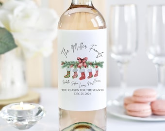 Funny Christmas Champagne Labels/Personalized Christmas Wine Labels/Christmas Holiday Wine Labels/Holiday Hostess Gift/Christmas Party Favor