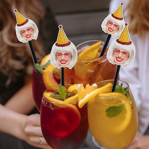 Drink Stirrers Personalized With Face/Custom Cocktail Stir Sticks for Birthday/Custom Party Decorations/Photo Drink Stirrer/30th, 40th,50th