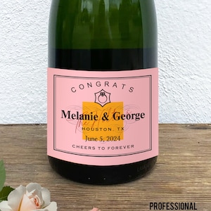 Custom Champagne Label Personalized Champagne Bottle Labels Printable Rosé Label Personalized Mini Champagne Labels for Engagement/Wedding