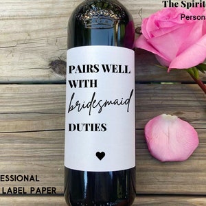 Bridesmaid Proposal Wine Label/Bridesmaid Proposal Champagne Label/Maid of Honor Proposal/Bridesmaid Duties/Bridesmaid Gift/Gift for Her