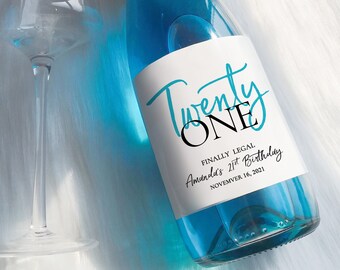 Finally Legal 21 Birthday Wine Label/Personalized Birthday Gift For Him/21st Gift For Friends/21 Birthday Gift For Her/21st Champagne Label