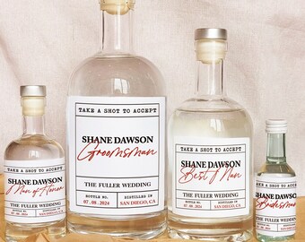 Groomsmen Whiskey Bottle Label/Groomsmen Proposal Label/Will you be my Groomsman Gift/Custom Liquor Bottle Labels/Groomsman Proposal Card