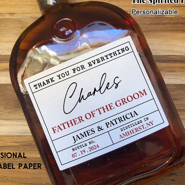 Personalized Father of the Groom Whisky Label/Wedding thank you gift/Wedding Gift for Father/Custom Wine Label/Wedding gifts for parents