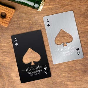 Personalized Bottle Opener/Ace of Spades Bottle Opener/Wedding Favors for Guests in Bulk/Wedding Gifts/Poker Gift/Groomsmen Favor Gifts