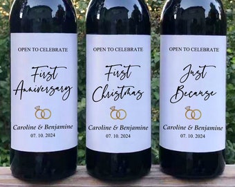 Custom Marriage Milestones Wine Labels/Wedding Gift/Wedding Milestone Label/Gift for Newlyweb Couple/First Anniversary Gift/Married Moments