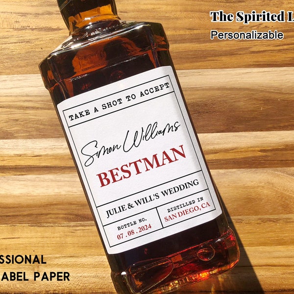 Groomsmen Proposal Label/Groomsman Proposal Gift/Groomsmen Proposal Whiskey Label/Best Man Proposal Gift/Personalized Groomsman Bottle Label