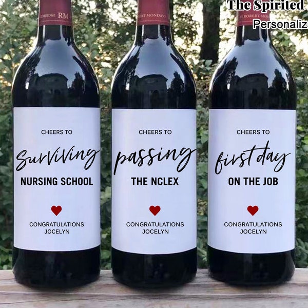Nurse Graduation Gift/Nursing Milestone Wine Labels/Nurse gift/Nursing Graduation Gift Label/Passing the Nclex/Grad Gift for RN or LPN Nurse