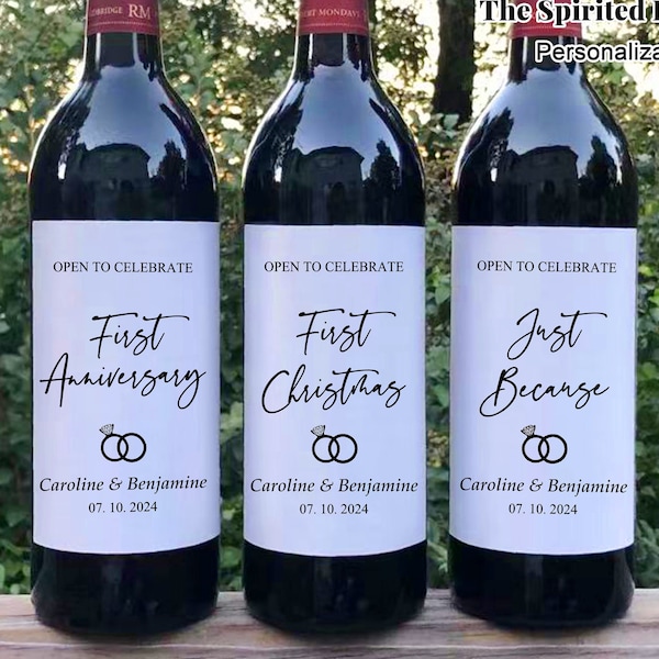 Custom Marriage Milestones Wine Labels/Wedding Gift/Wedding Milestone Label/Gift for Newlyweb Couple/First Anniversary Gift/Married Moments