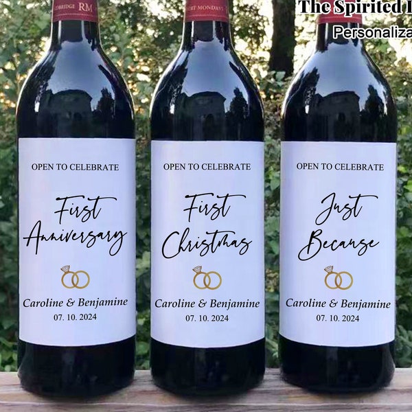 Custom Marriage Milestones Wine Labels/Wedding Gift/Wedding Milestone Label/Gift for Newlyweb Couple/First Anniversary Gift/Married Moments