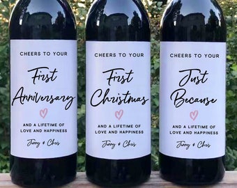Custom Marriage Milestones Wine Labels/Wedding Gift/Wedding Milestone Label/Bridal Shower Gift/First Anniversary Gift/Married Moments