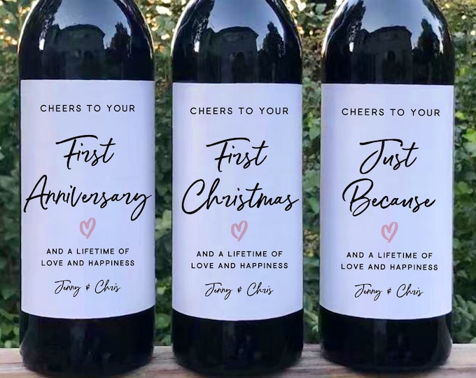 Custom Marriage Milestones Wine Labels/Wedding Gift/Wedding Milestone Label/Bridal Shower Gift/First Anniversary Gift/Married Moments