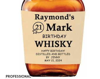 Benutzerdefinierte Whisky Whisky Etikett Machen Sie Ihre Marke 21. Geburtstag Etikett Geburtstagsgeschenk für Sie Personalisiertes Whiskyflaschenetikett Geburtstagsliköretikett
